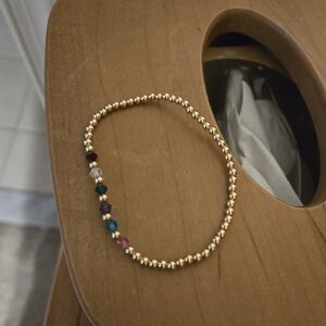 Boutique Elegant Gold Beaded Stretch Bracelet with Multicolor Accents